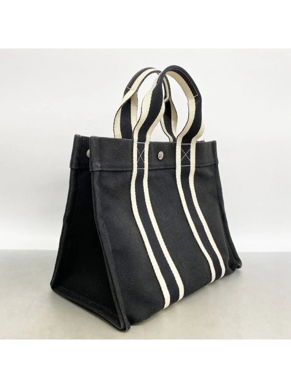 Hermes Tote Bora PM Canvas Black Silver